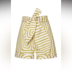 Andres Otalora Green Haala Linen Mini Shorts, Size 4